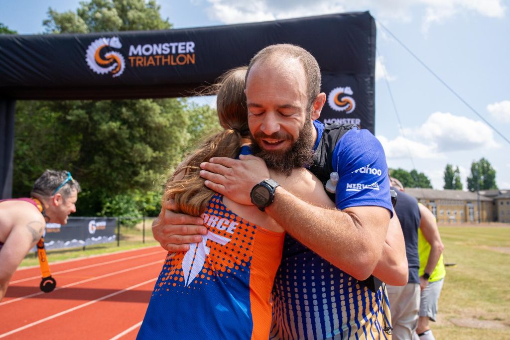 An embrace at the finish line