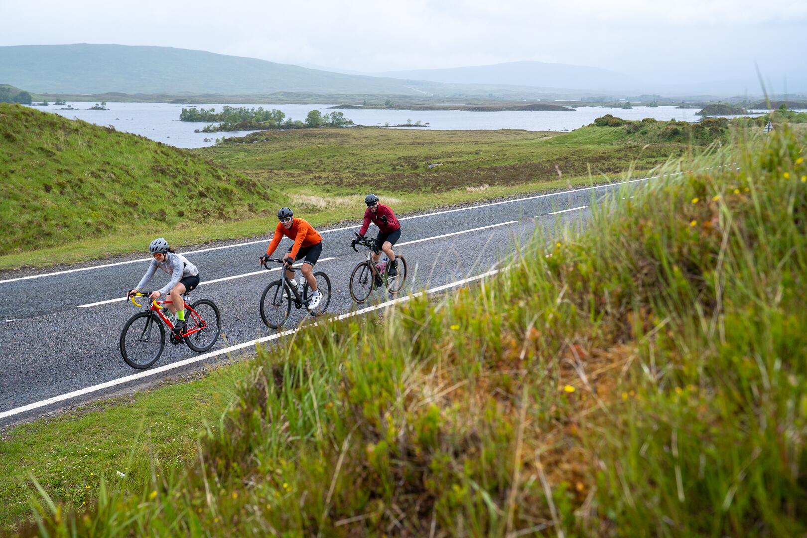 Riders crossing Rannoch Moor on stage two